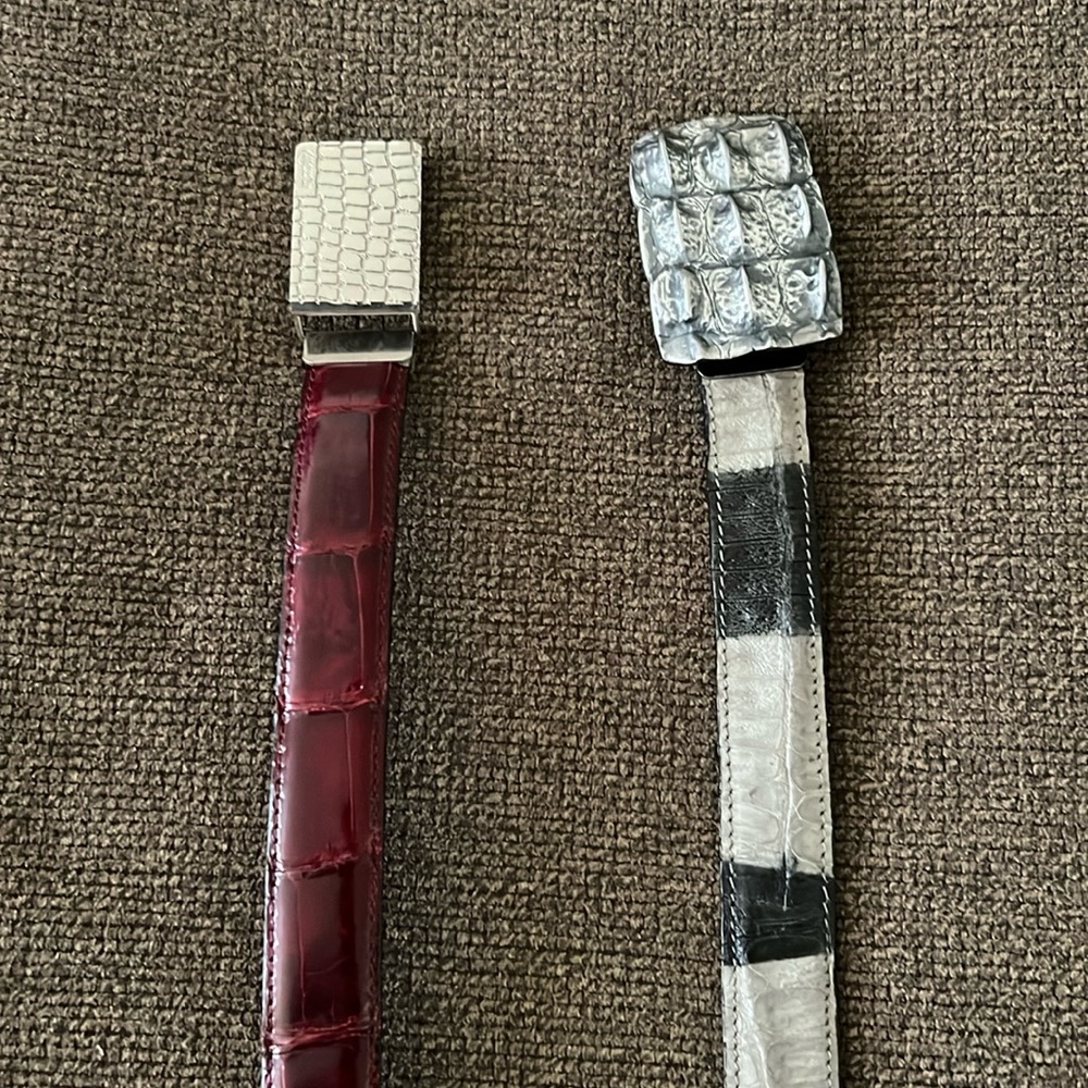 1 Mauri Crocodile belt and 1 Mauri Alligator belt both 34 waist.